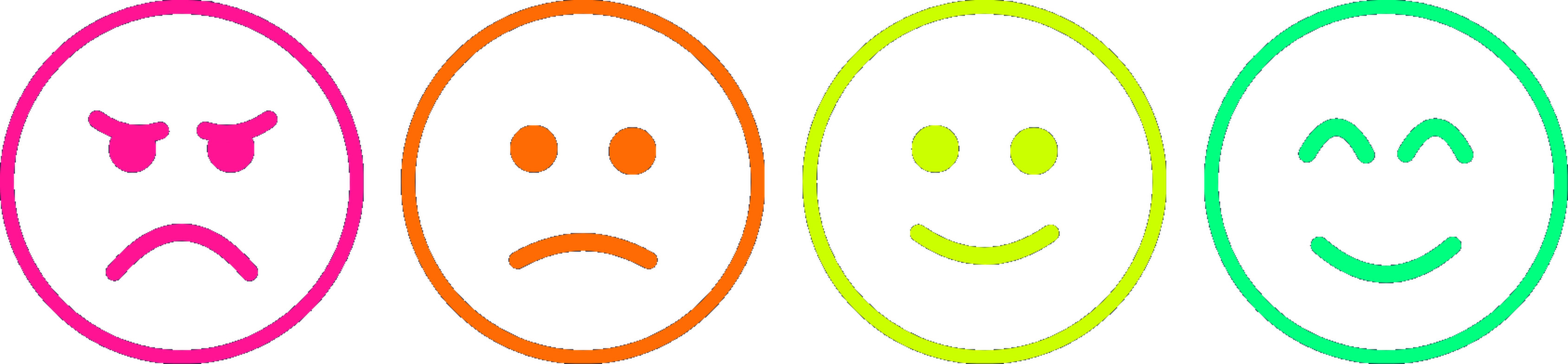 Four faces representing the mental health spectrum